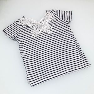 OshKosh Striped Top with Lace Butterfly on Back Size 2T